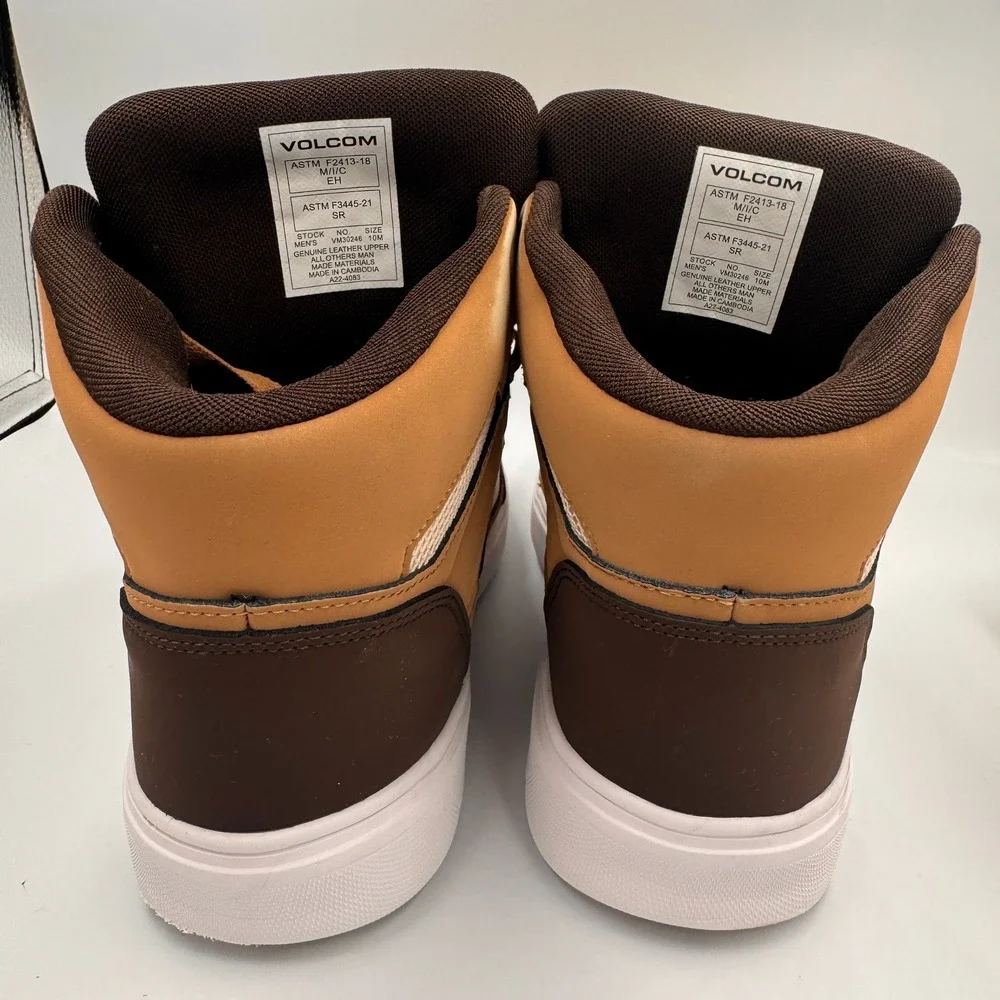 Volcom Mens VM30246 High Top Work Sneakers Brown Tan ASTM F2413-18 EH SR Safety